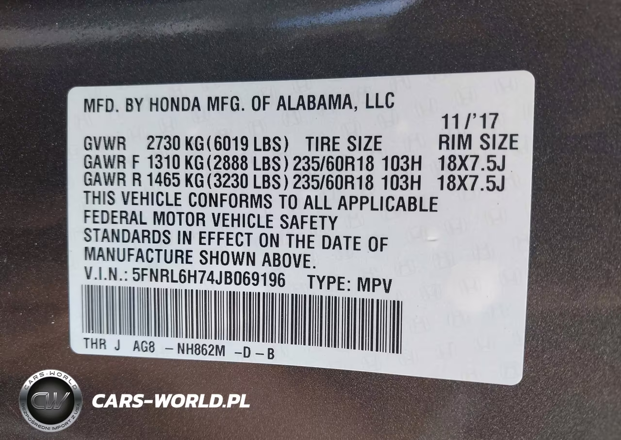 2018 Honda Odyssey Ex-L VIN:5FNRL6H74JB069196 - 9