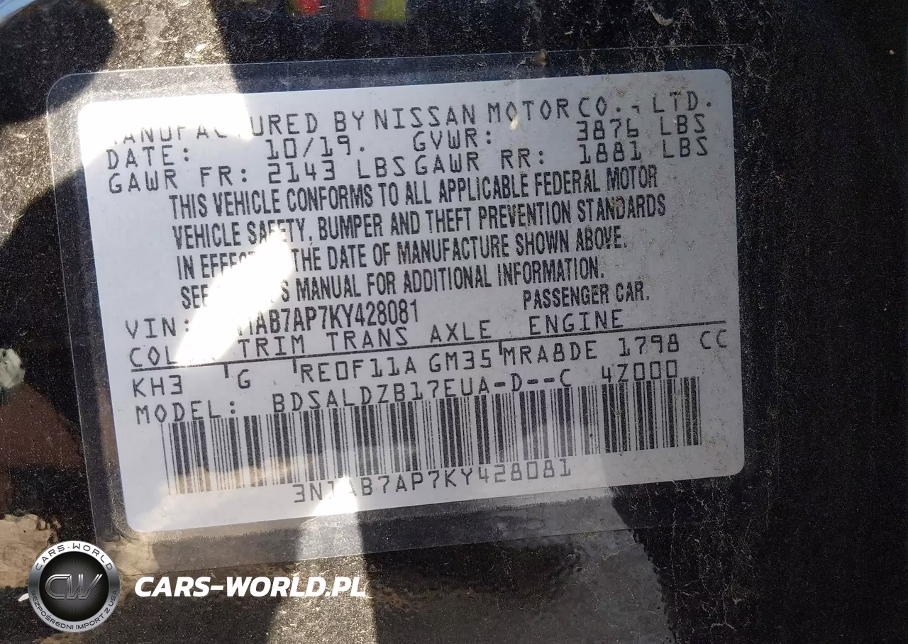 2019 Nissan Sentra Sv VIN:3N1AB7AP7KY428081 - 9
