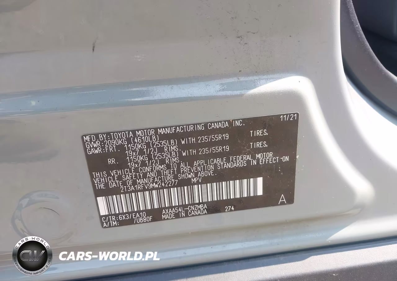 2021 Toyota Rav4 Xle Premium VIN:2T3A1RFV9MW242277 - 9
