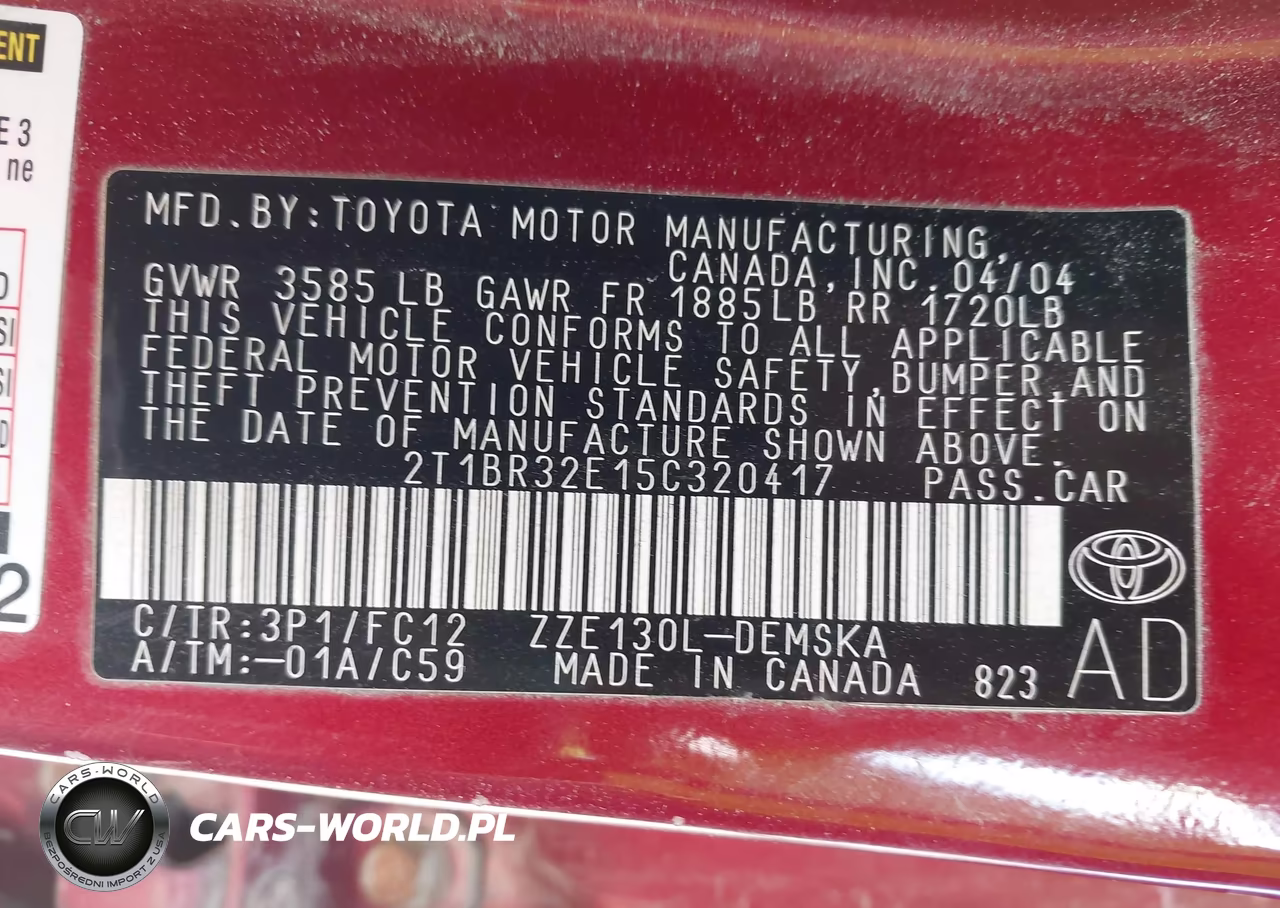 2005 Toyota Corolla S VIN:2T1BR32E15C320417 - 9