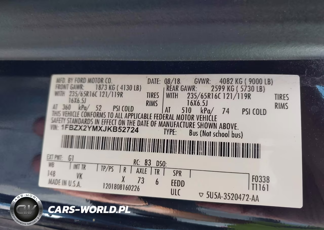 2018 Ford Transit-350 Xl VIN:1FBZX2YMXJKB52724 - 9
