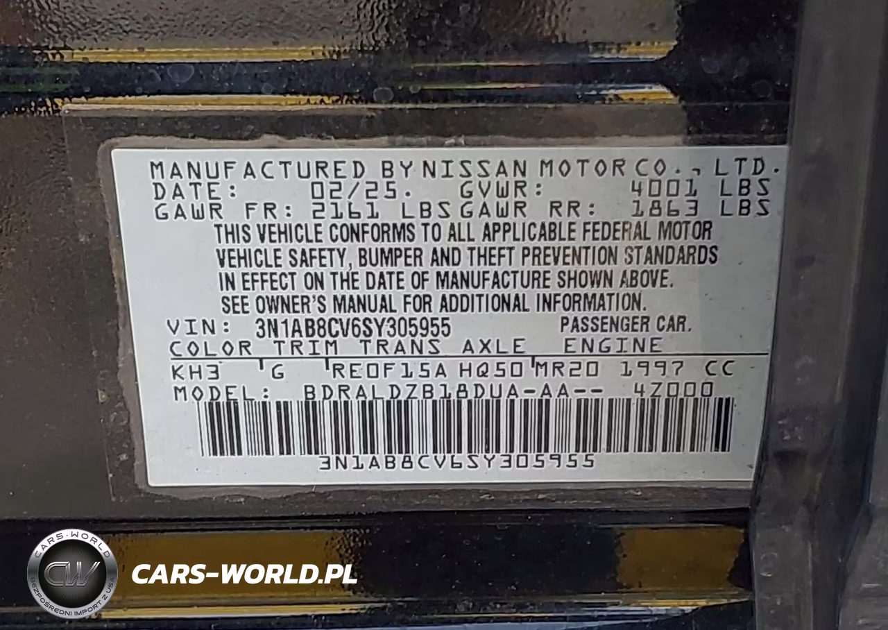 2025 Nissan Sentra Sv VIN:3N1AB8CV6SY305955 - 9