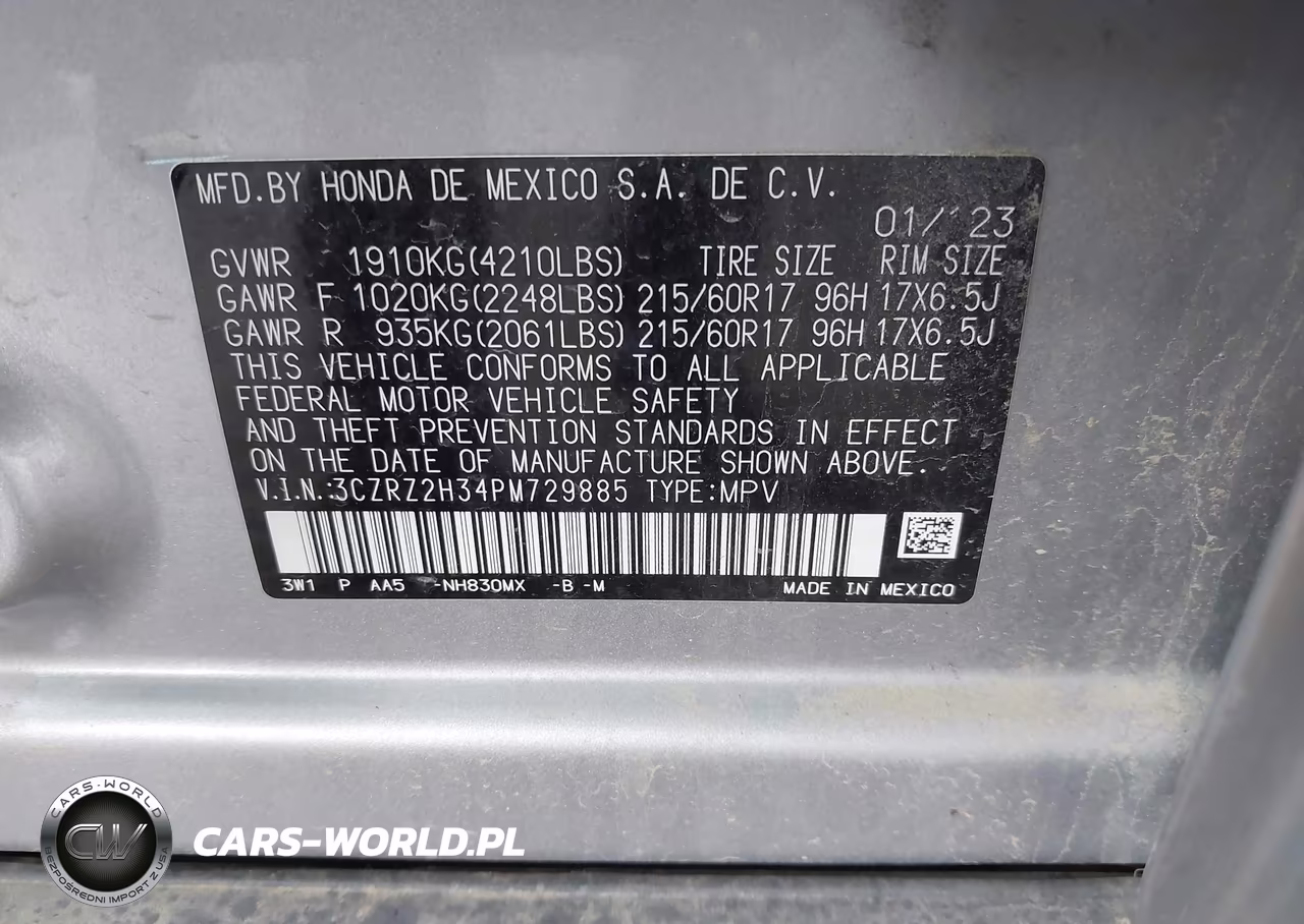 2023 Honda Hr-V Awd Lx VIN:3CZRZ2H34PM729885 - 9