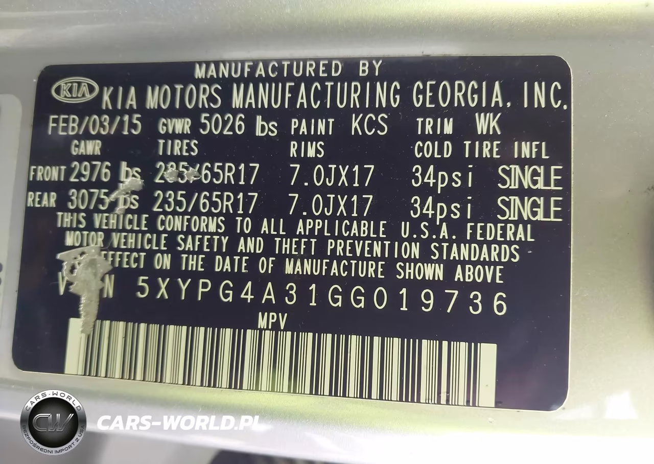 2016 Kia Sorento 2.4L Lx VIN:5XYPG4A31GG019736 - 9