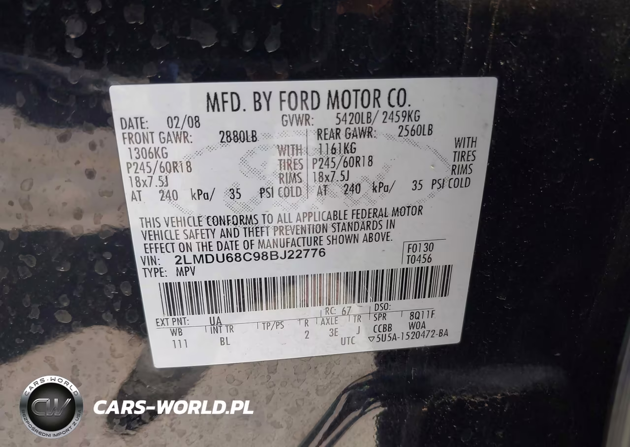 2008 Lincoln Mkx VIN:2LMDU68C98BJ22776 - 9