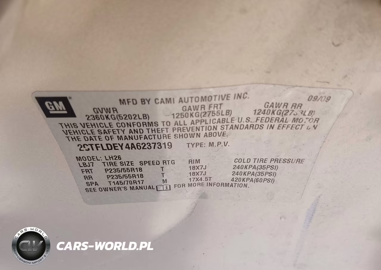 2010 GMC Terrain Sle-2 VIN:2CTFLDEY4A6237319 - 9