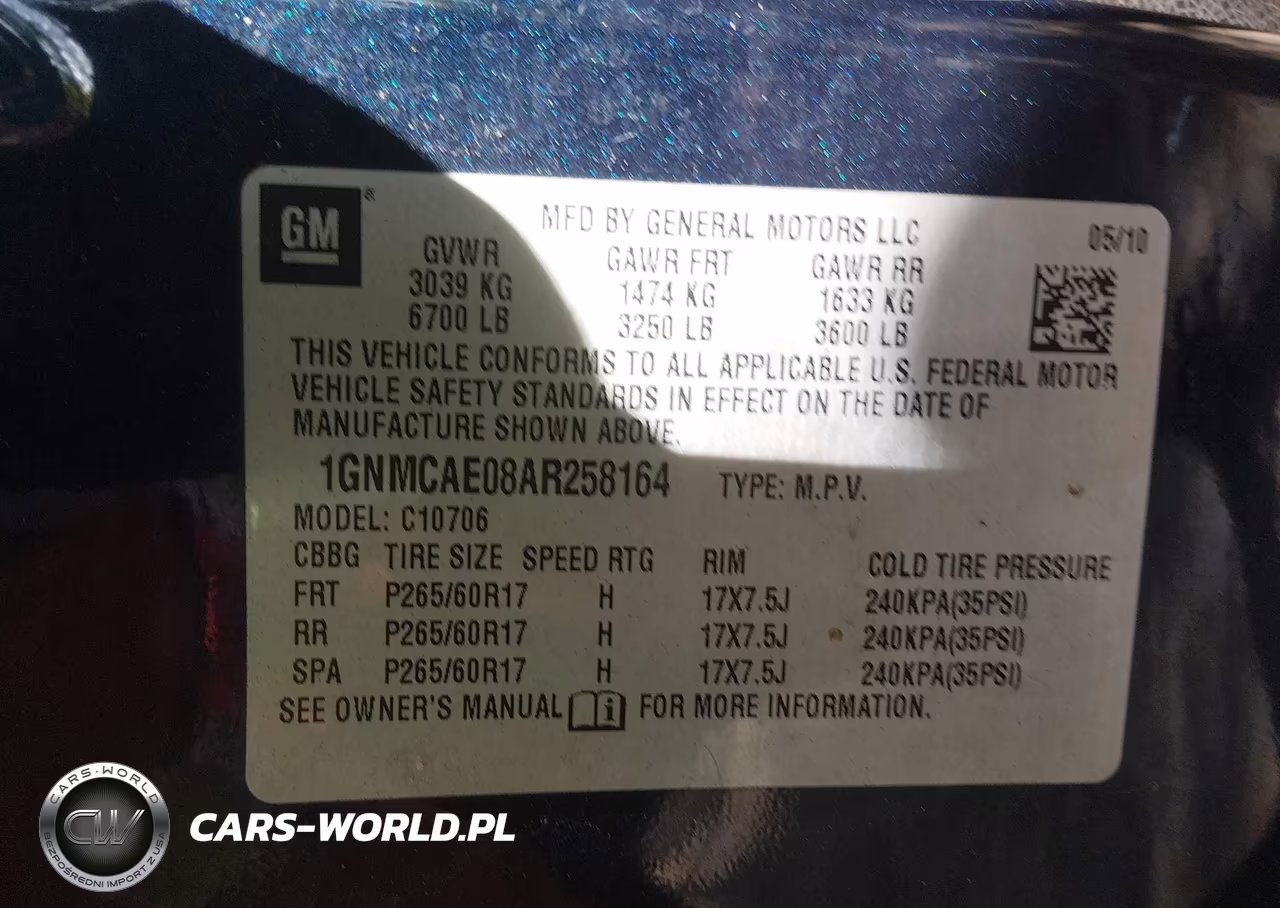 2010 Chevrolet Tahoe Ls VIN:1GNMCAE08AR258164 - 9