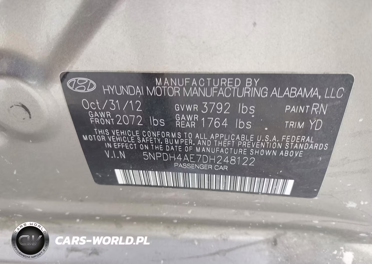 2013 Hyundai Elantra Limited VIN:5NPDH4AE7DH248122 - 9