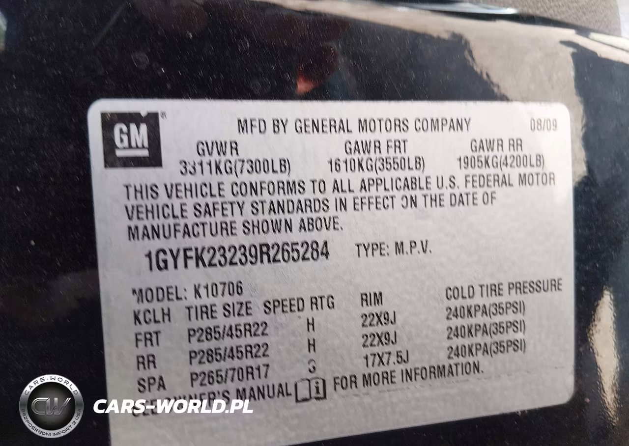 2009 Cadillac Escalade Standard VIN:1GYFK23239R265284 - 9