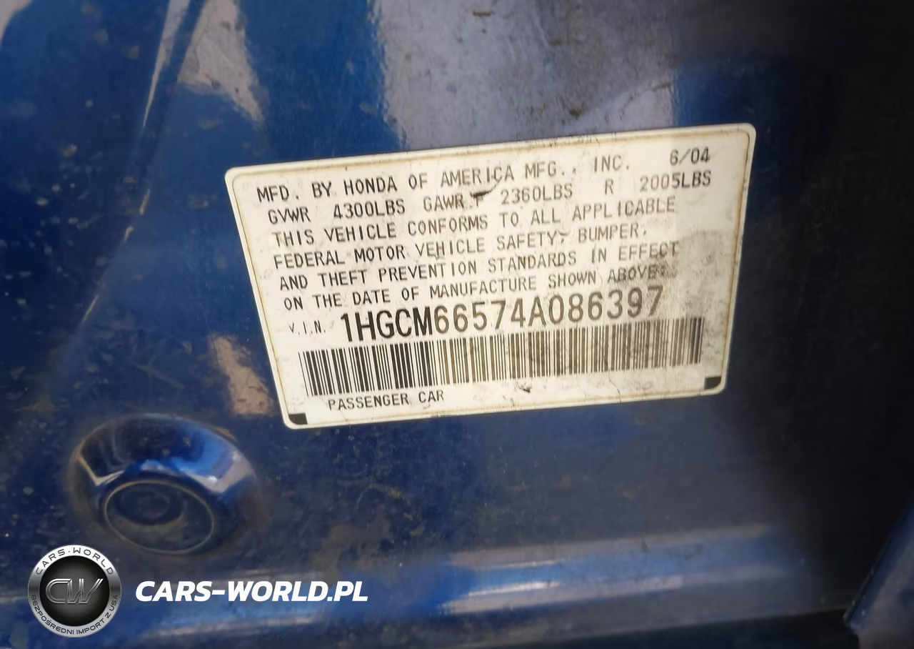 2004 Honda Accord 3.0 Ex VIN:1HGCM66574A086397 - 9