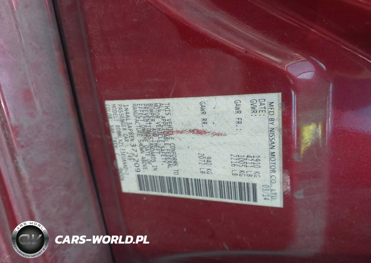 2014 Nissan Altima 2.5 Sl VIN:1N4AL3AP8EN372209 - 9