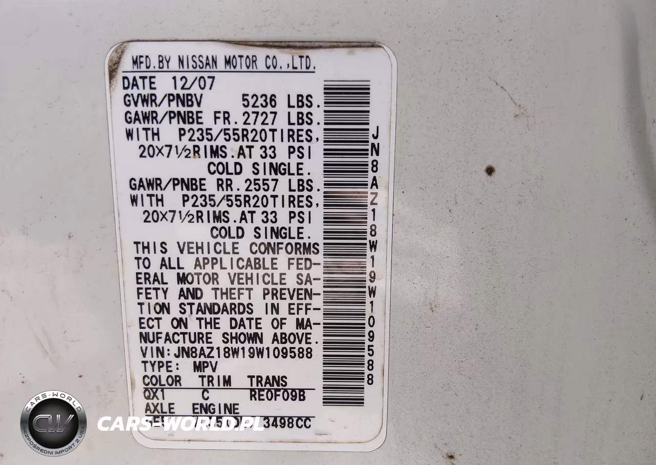 2009 Nissan Murano Le VIN:JN8AZ18W19W109588 - 9