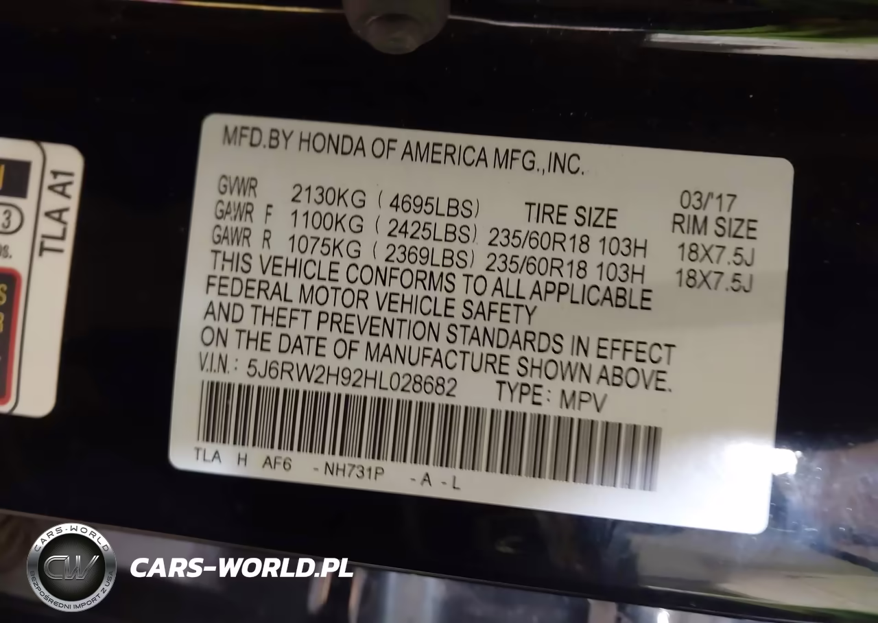 2017 Honda Cr-V Touring VIN:5J6RW2H92HL028682 - 9