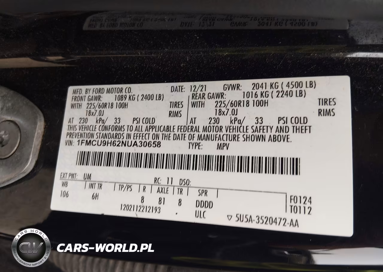 2022 Ford Escape Sel VIN:1FMCU9H62NUA30658 - 9