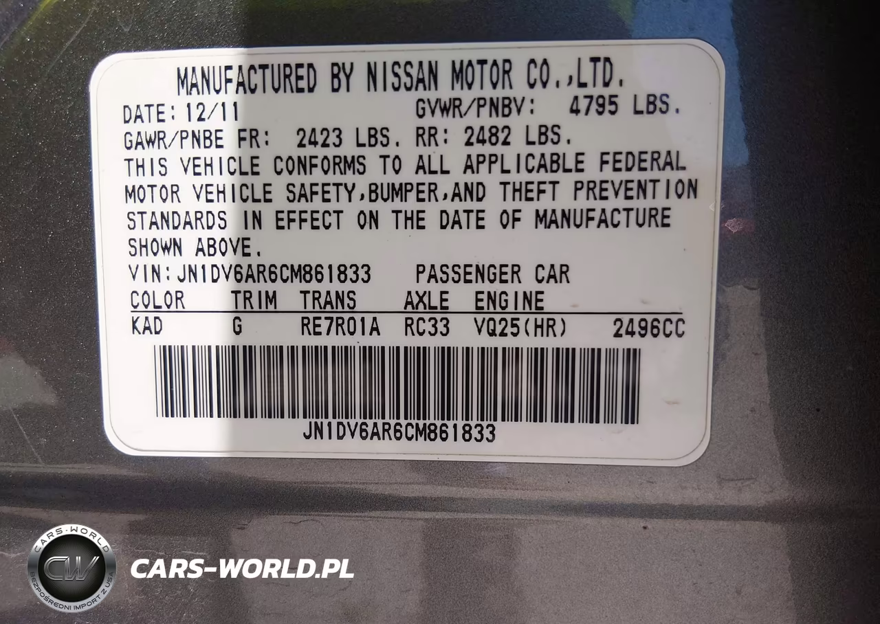 2012 Infiniti G25X VIN:JN1DV6AR6CM861833 - 9