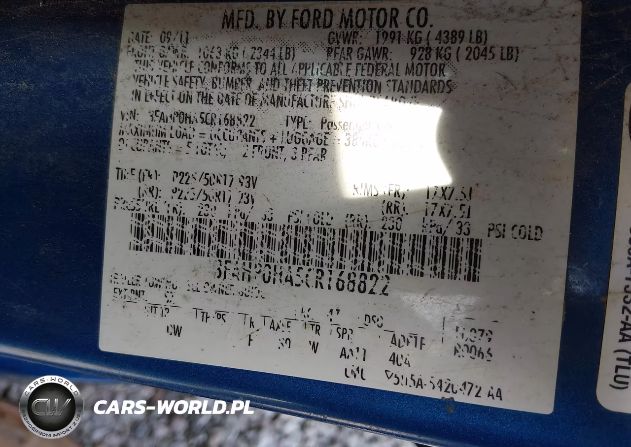 2012 Ford Fusion Se VIN:3FAHP0HA5CR168822 - 9