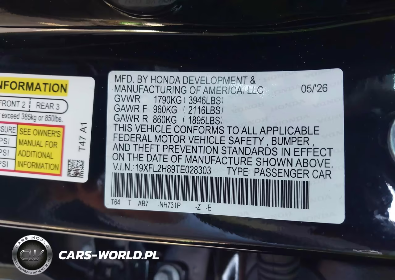 2026 Honda Civic Sport VIN:19XFL2H89TE028303 - 9