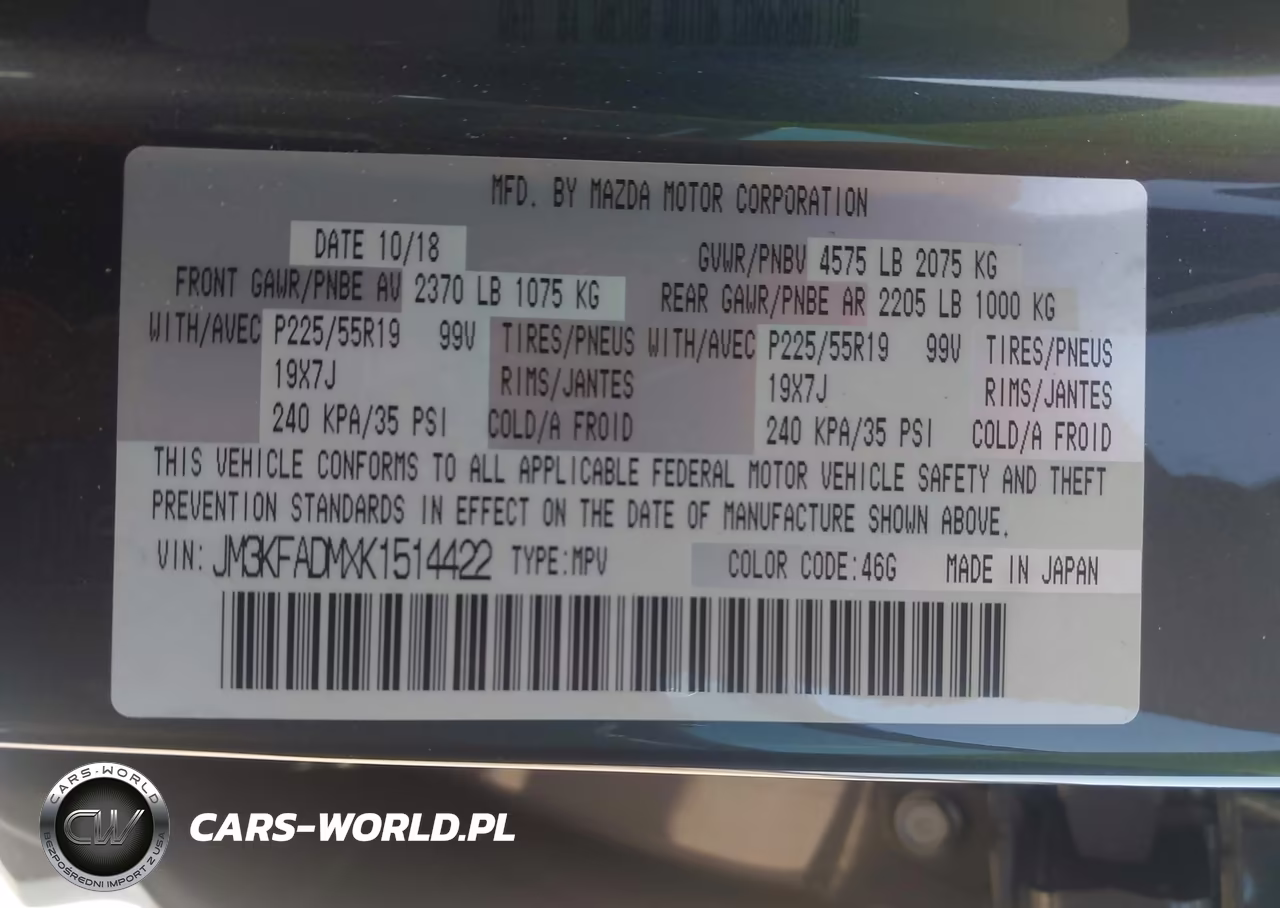 2019 Mazda Cx-5 Grand Touring VIN:JM3KFADMXK1514422 - 9
