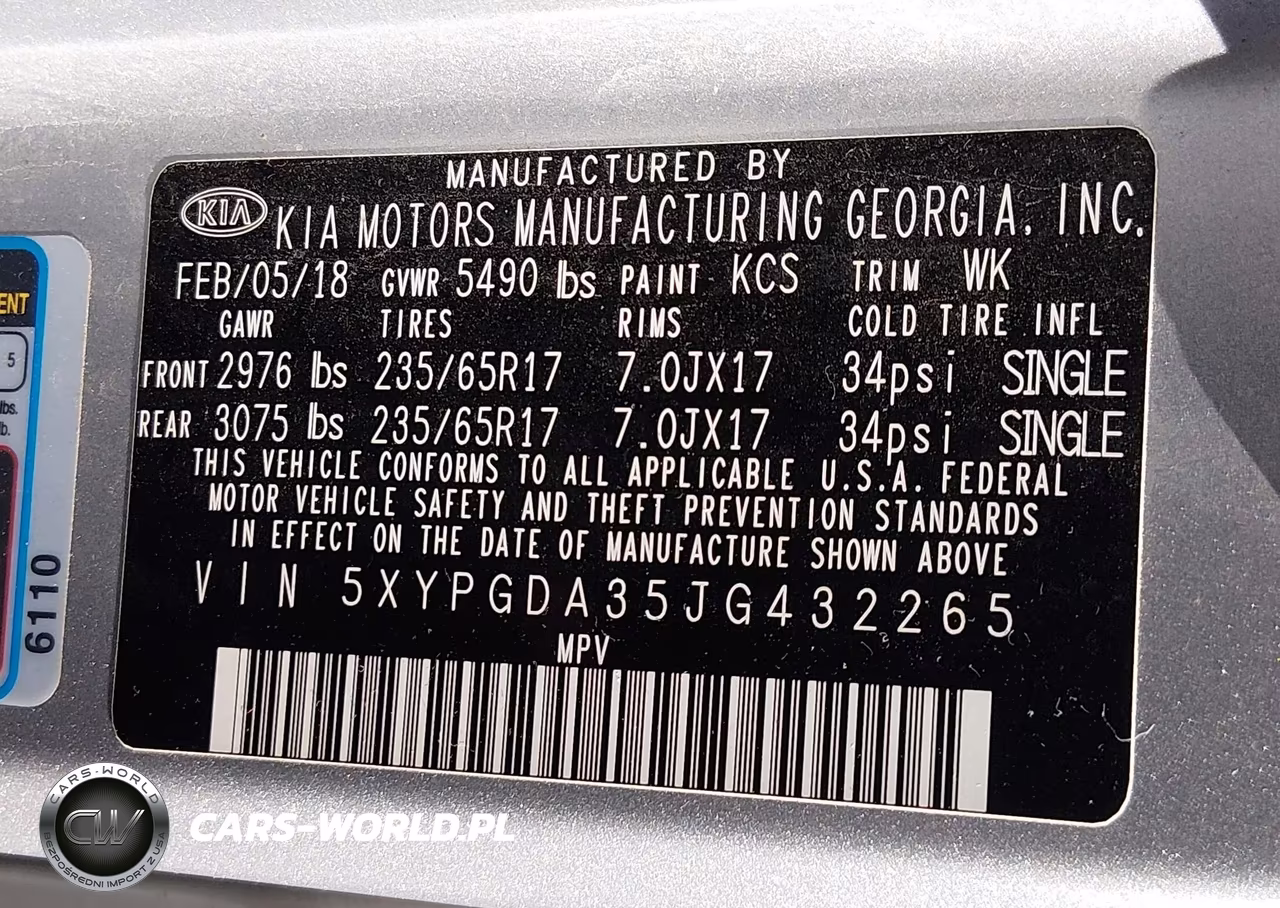 2018 Kia Sorento 2.4L Lx VIN:5XYPGDA35JG432265 - 9