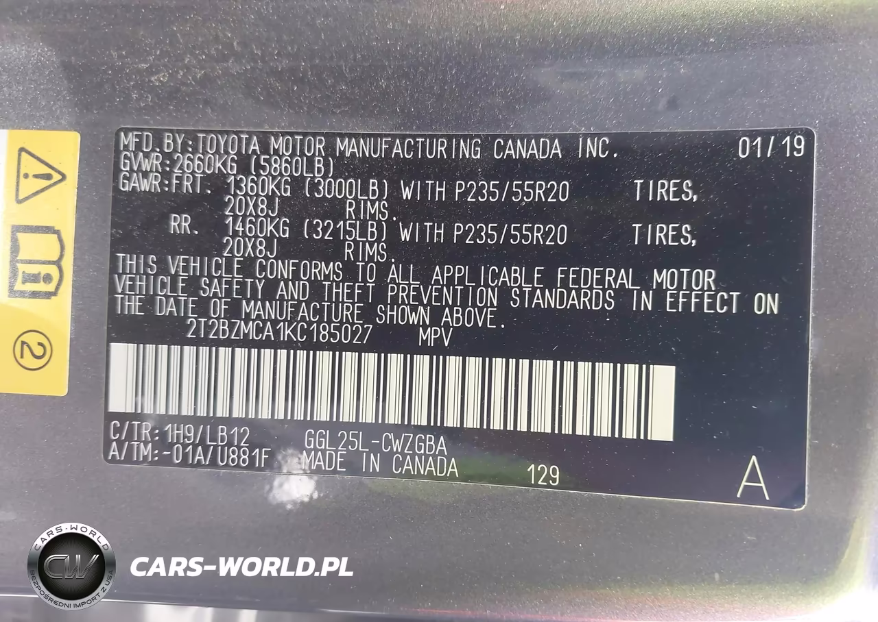 2019 Lexus Rx 350 VIN:2T2BZMCA1KC185027 - 9