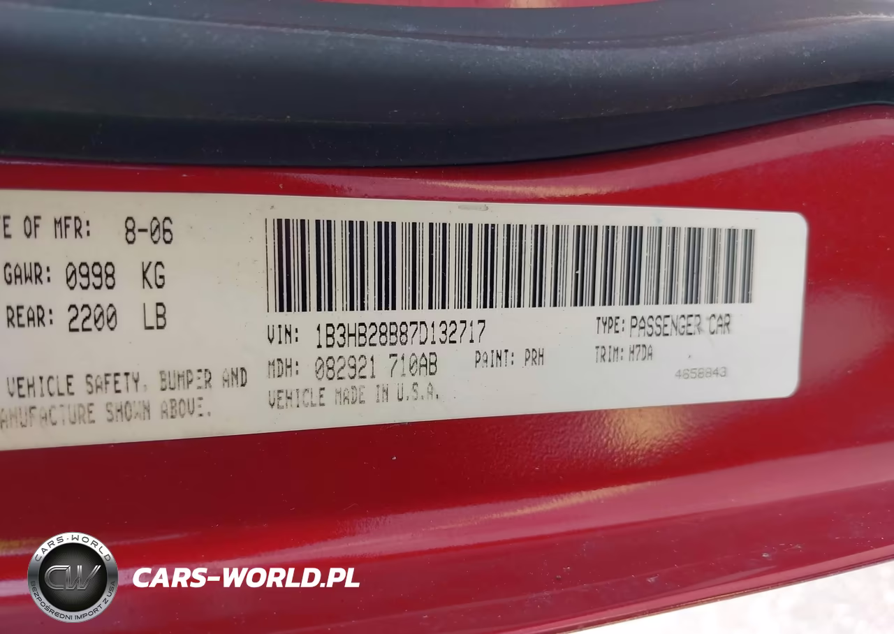 2007 Dodge Caliber VIN:1B3HB28B87D132717 - 9