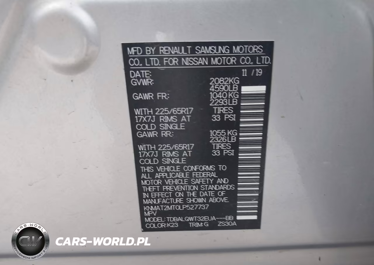 2020 Nissan Rogue Sv Fwd VIN:KNMAT2MT0LP527737 - 9