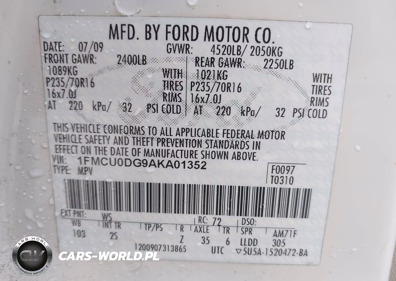 2010 Ford Escape Xlt VIN:1FMCU0DG9AKA01352 - 9