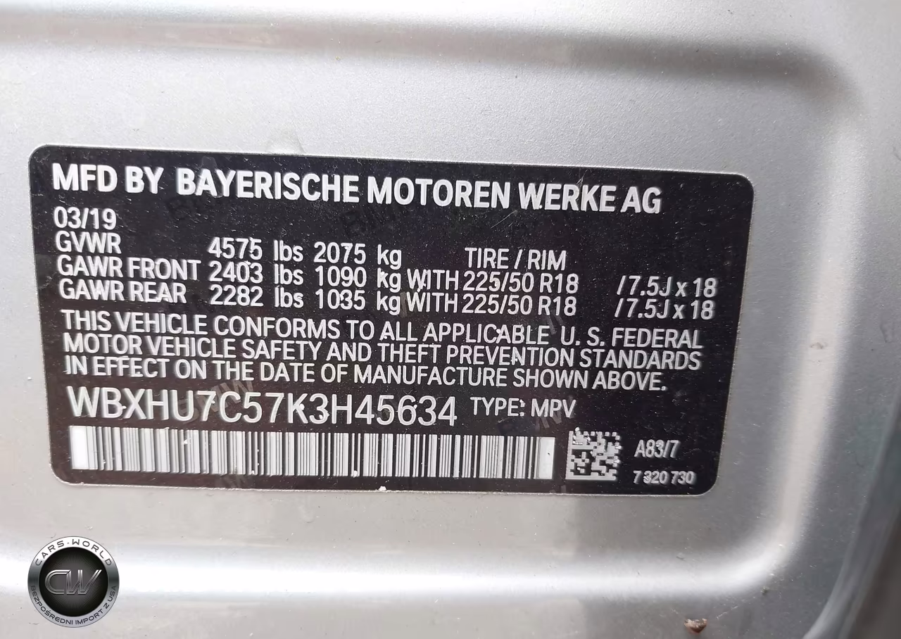 2019 BMW X1 Sdrive28I VIN:WBXHU7C57K3H45634 - 9