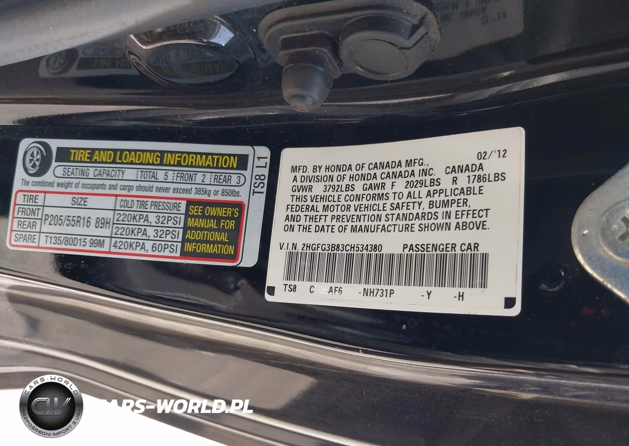 2012 Honda Civic Ex VIN:2HGFG3B83CH534380 - 9