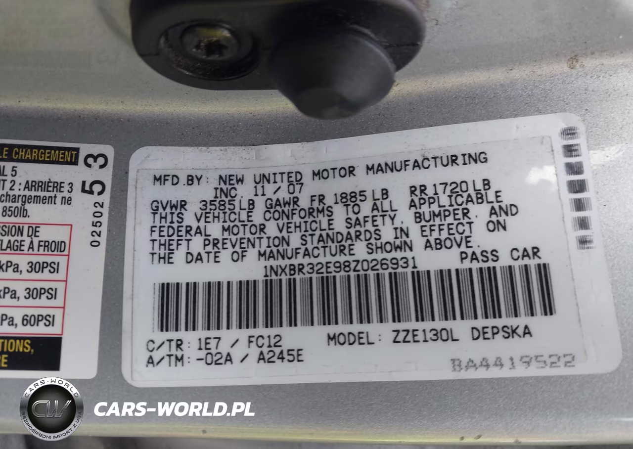 2008 Toyota Corolla S VIN:1NXBR32E98Z026931 - 9