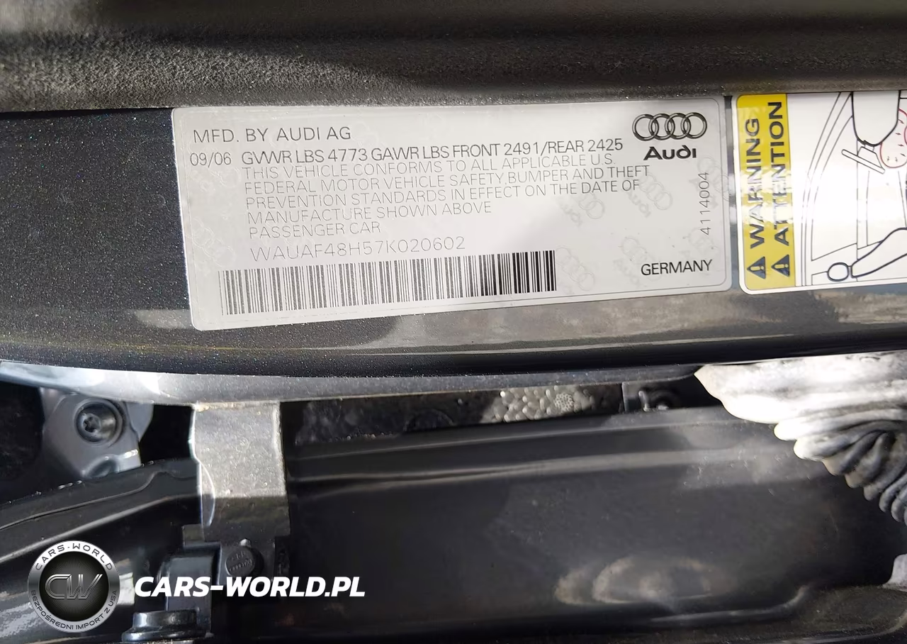 2007 Audi A4 2.0T VIN:WAUAF48H57K020602 - 9
