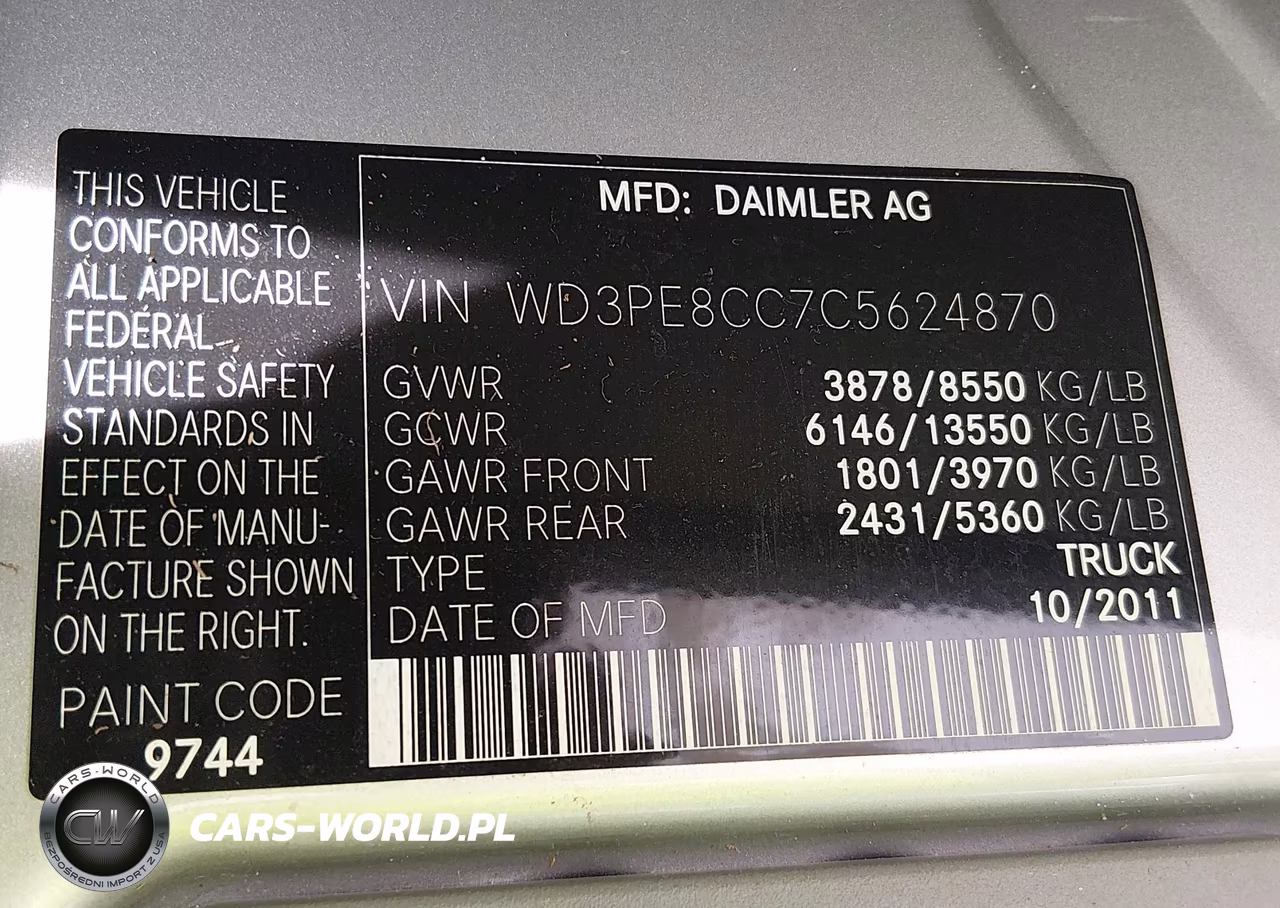 2012 Mercedes-Benz Sprinter 2500 High Roof VIN:WD3PE8CC7C5624870 - 9