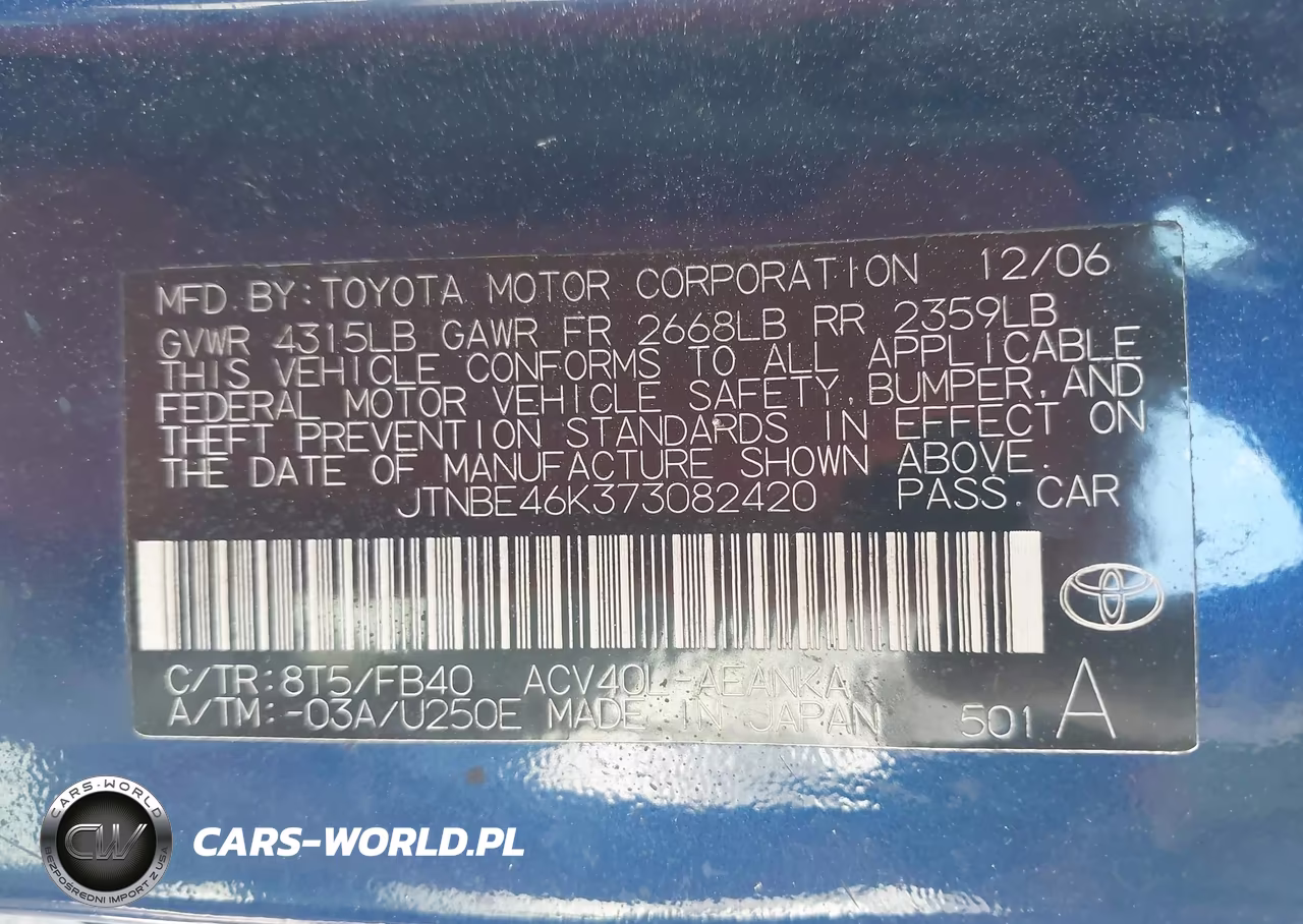 2007 Toyota Camry Le VIN:JTNBE46K373082420 - 9