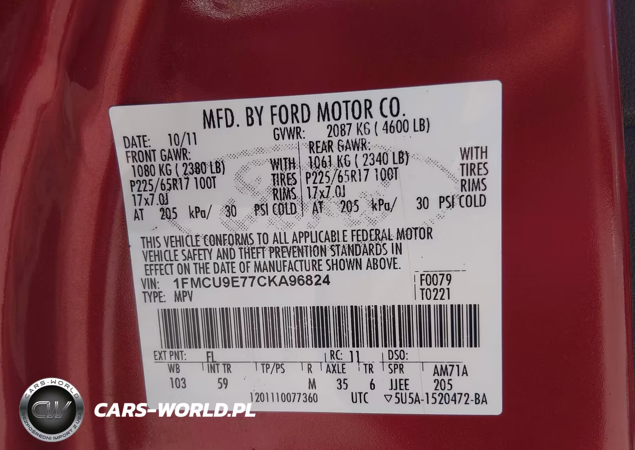 2012 Ford Escape Limited VIN:1FMCU9E77CKA96824 - 9