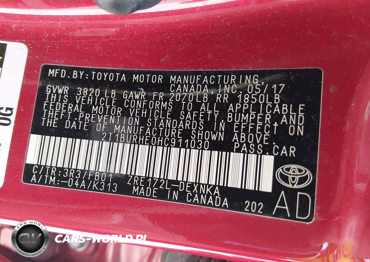 2017 Toyota Corolla Le VIN:2T1BURHE0HC911030 - 9