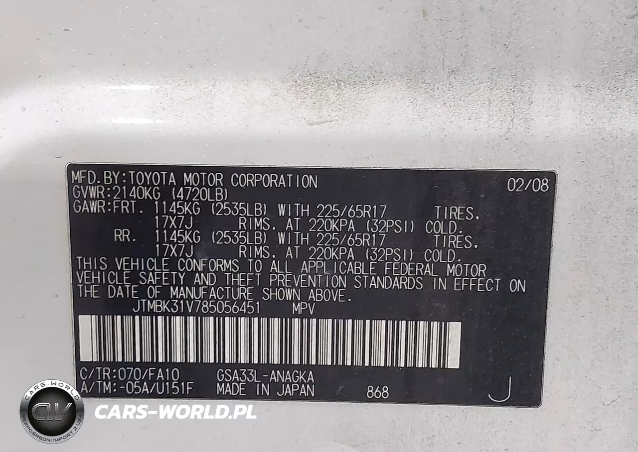 2008 Toyota Rav4 Ltd VIN:JTMBK31V785056451 - 9