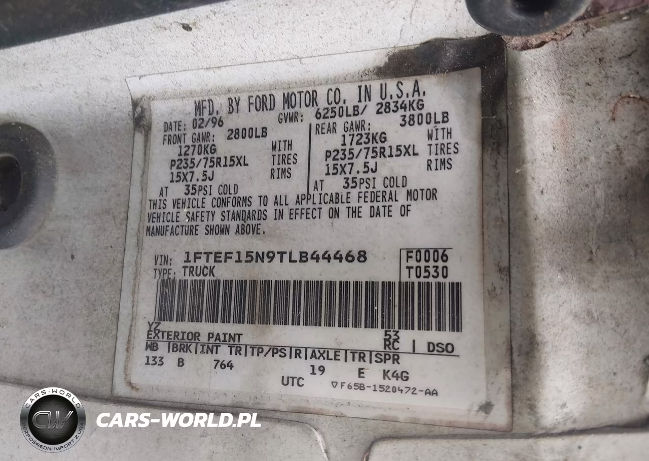 1996 Ford F150 VIN:1FTEF15N9TLB44468 - 9