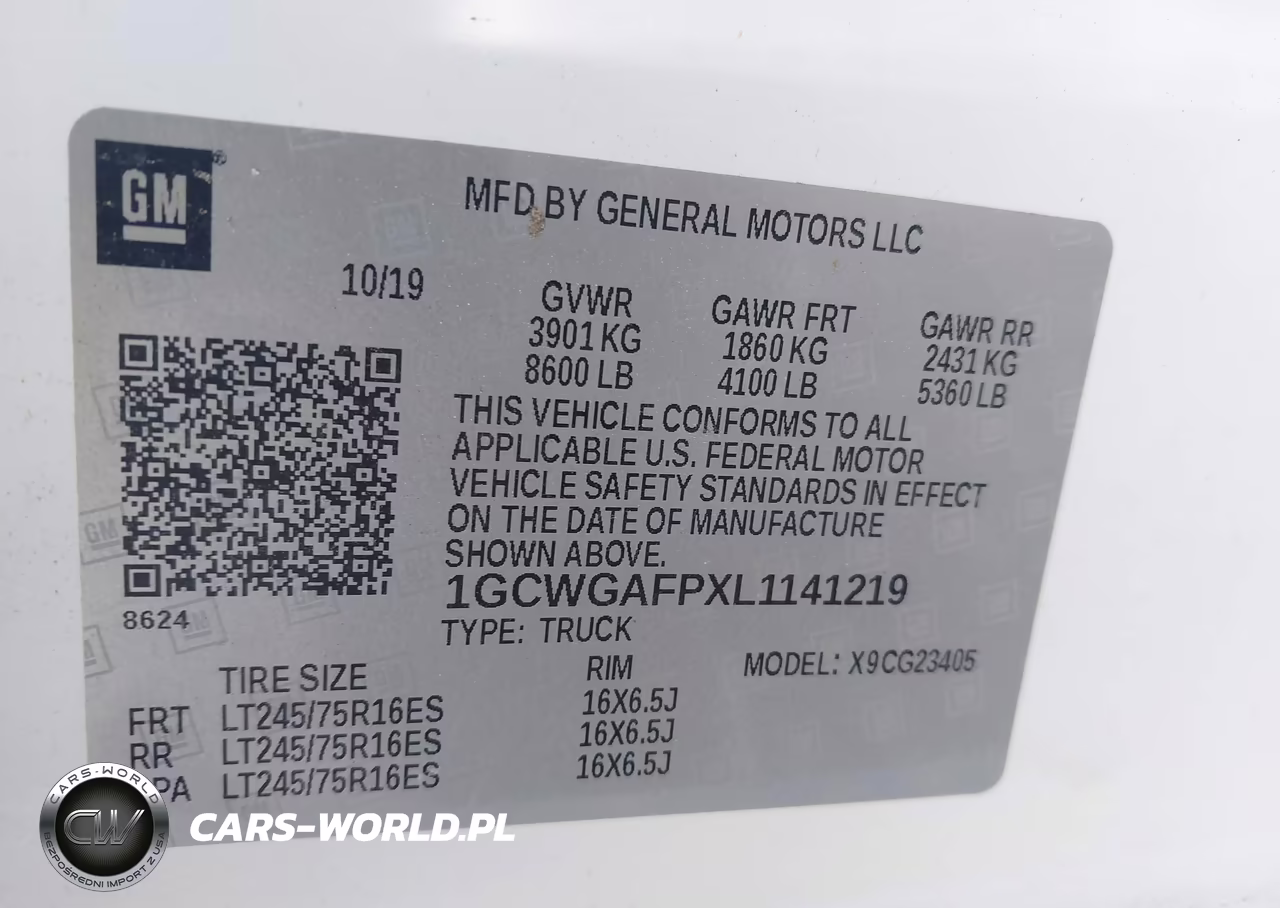 2020 Chevrolet Express Cargo Rwd 2500 Regular Wheelbase Wt VIN:1GCWGAFPXL1141219 - 9