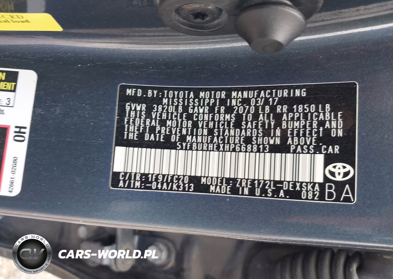2017 Toyota Corolla Se VIN:5YFBURHEXHP668813 - 9