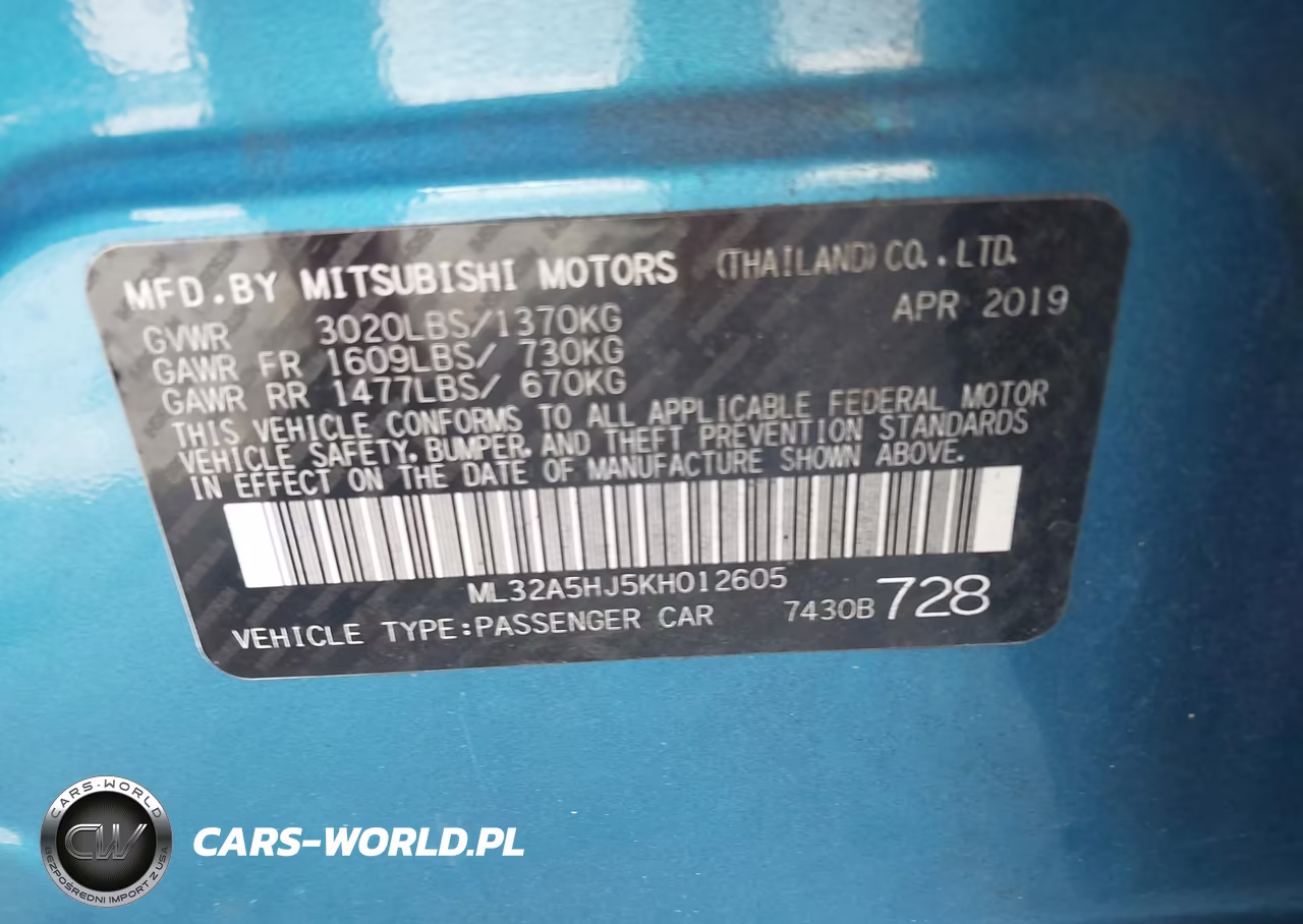 2019 Mitsubishi Mirage Gt VIN:ML32A5HJ5KH012605 - 9