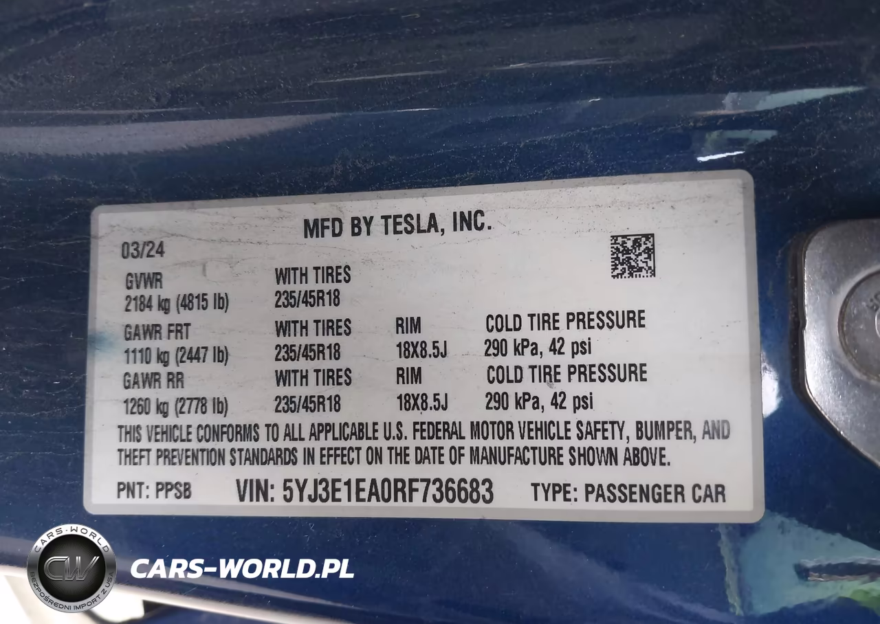 2024 Tesla Model 3 VIN:5YJ3E1EA0RF736683 - 9