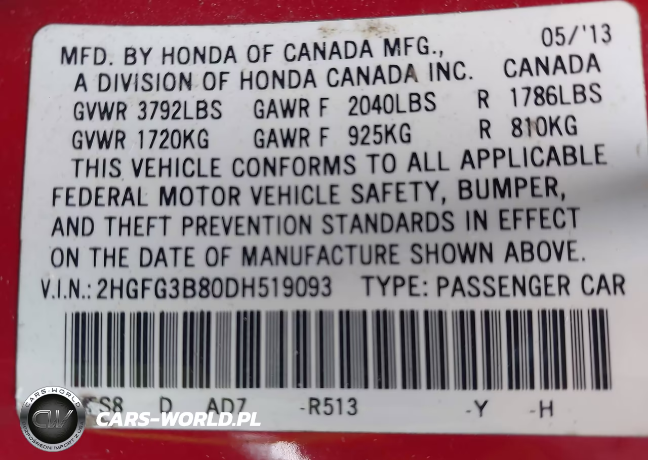 2013 Honda Civic Ex VIN:2HGFG3B80DH519093 - 9