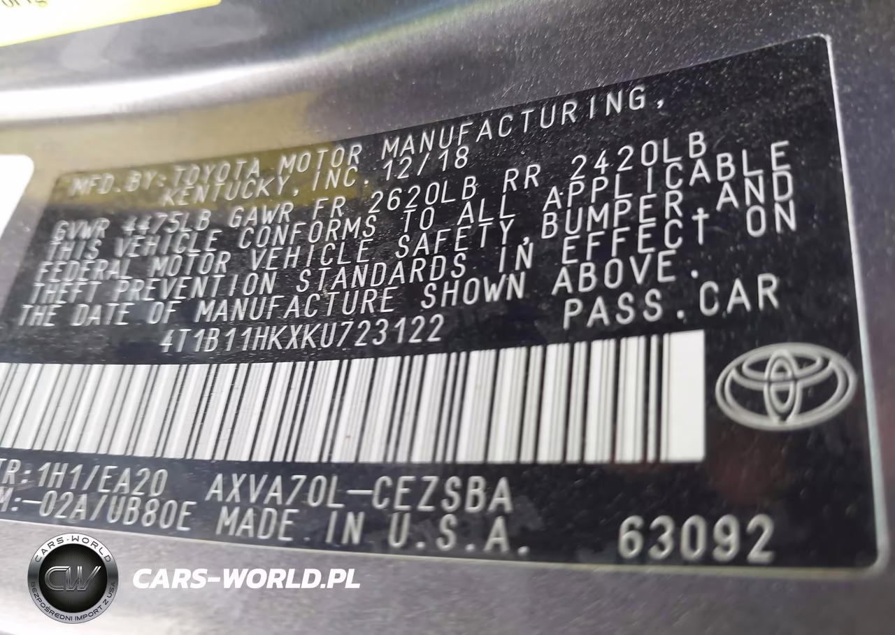 2019 Toyota Camry Se VIN:4T1B11HKXKU723122 - 9