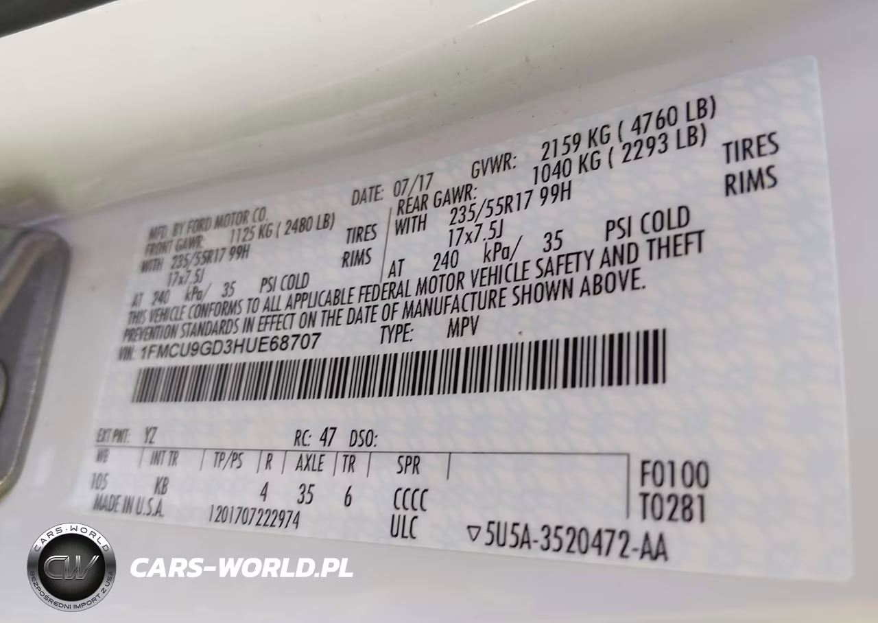 2017 Ford Escape Se VIN:1FMCU9GD3HUE68707 - 9