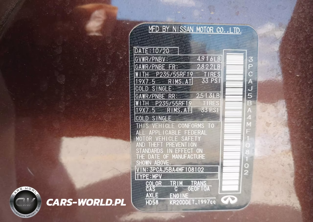 2021 Infiniti Qx50 Luxe VIN:3PCAJ5BA4MF108102 - 9