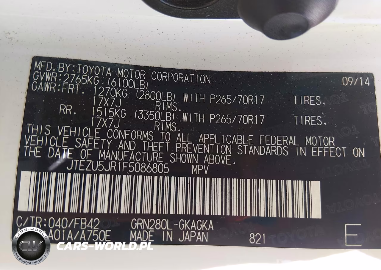 2015 Toyota 4Runner Sr5-Limited VIN:JTEZU5JR1F5086805 - 9