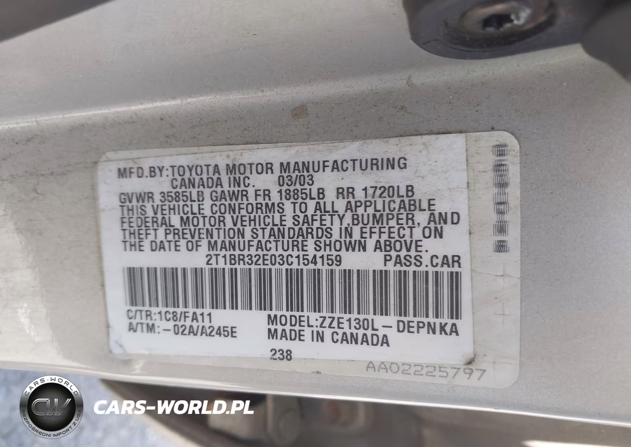 2003 Toyota Corolla Le VIN:2T1BR32E03C154159 - 9