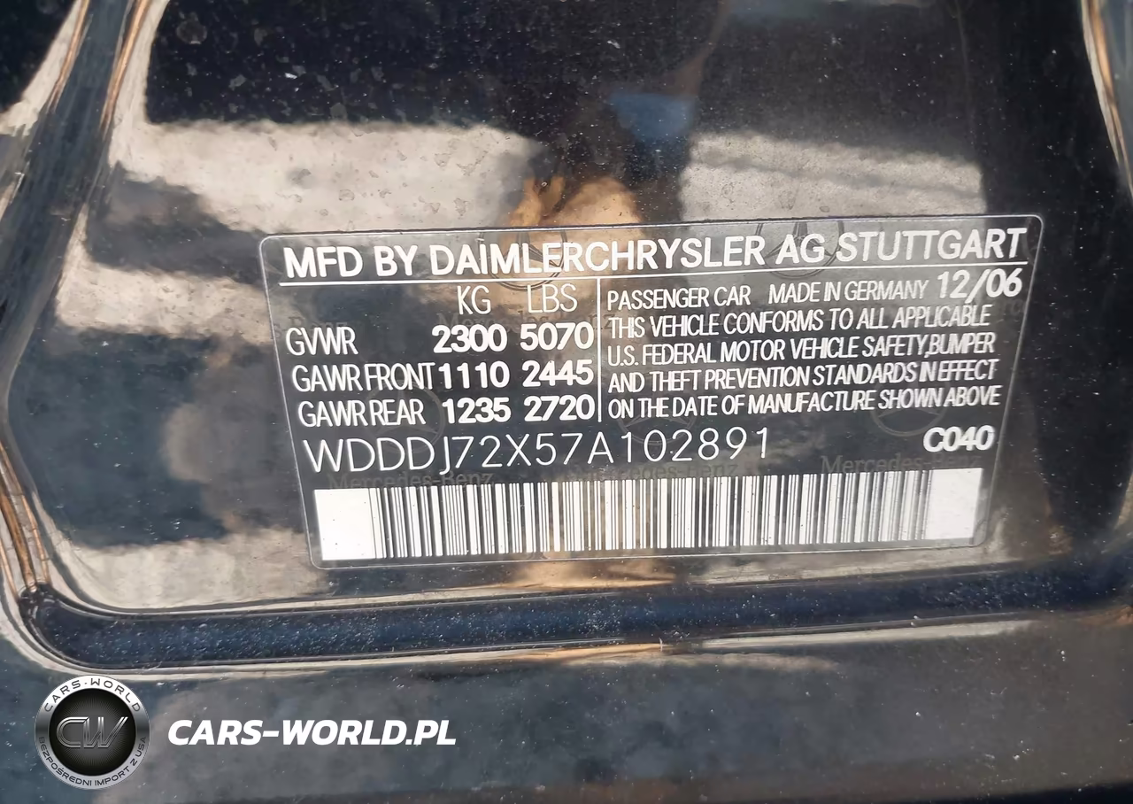 2007 Mercedes-Benz Cls 550 VIN:WDDDJ72X57A102891 - 9