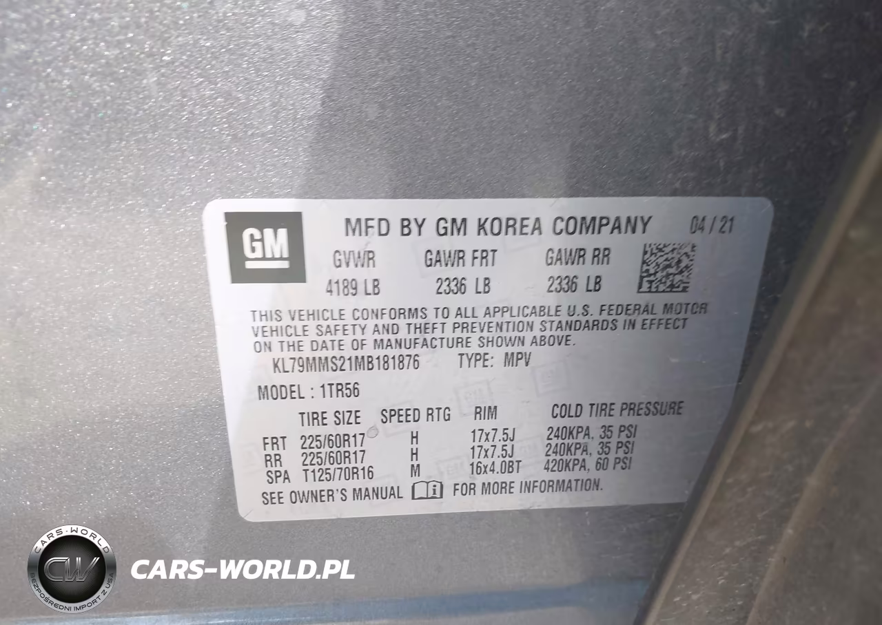 2021 Chevrolet Trailblazer Fwd Ls VIN:KL79MMS21MB181876 - 9