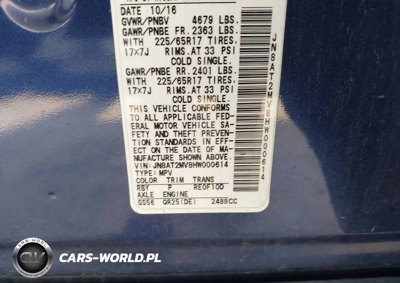 2017 Nissan Rogue S VIN:JN8AT2MV8HW000614 - 9